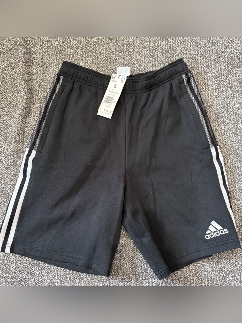 adidas Black Men’s Athletic Shorts with White Stripes